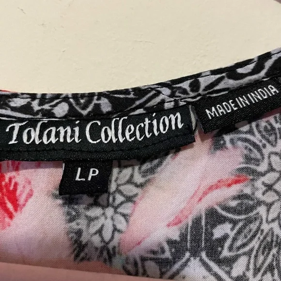Tolani Collection Black/Pink Floral Boho Geometric Tunic/Poncho. Rayon. Size LP - Picture 6 of 8